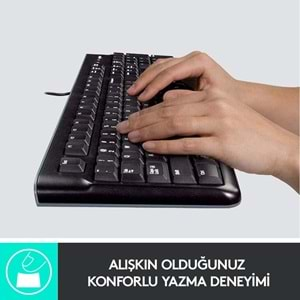 Logitech MK120 USB Kablolu Klavye Mouse Seti, Tam Boyutlu, Sağ ve Sol Elle Kullanıma Uygun Mouse, Sıvı Dökülmesine Dayanıklı, Türkçe Q Klavye, Siyah