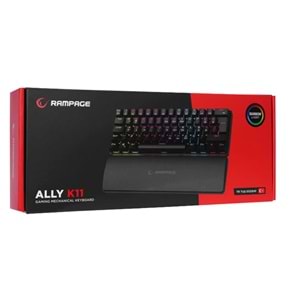 Rampage ALLY K11 Siyah Rainbow Q Bilek Destekli Blue Switch Mekanik Gaming (Oyuncu) Klavye