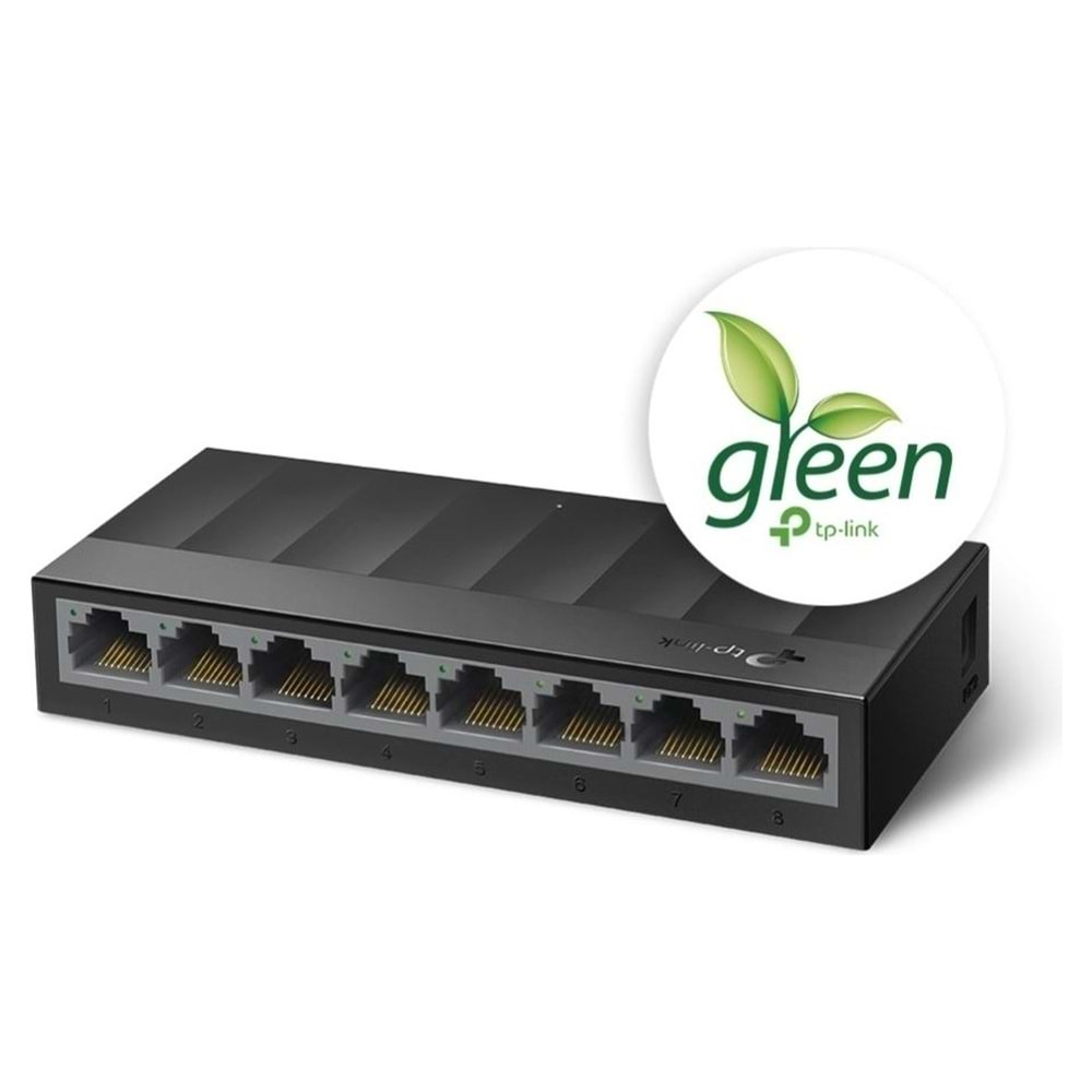 TP-LINK LS1008G, Green Tech, 8 Port GigaBit, Yönetilemez, Masaüstü Switch