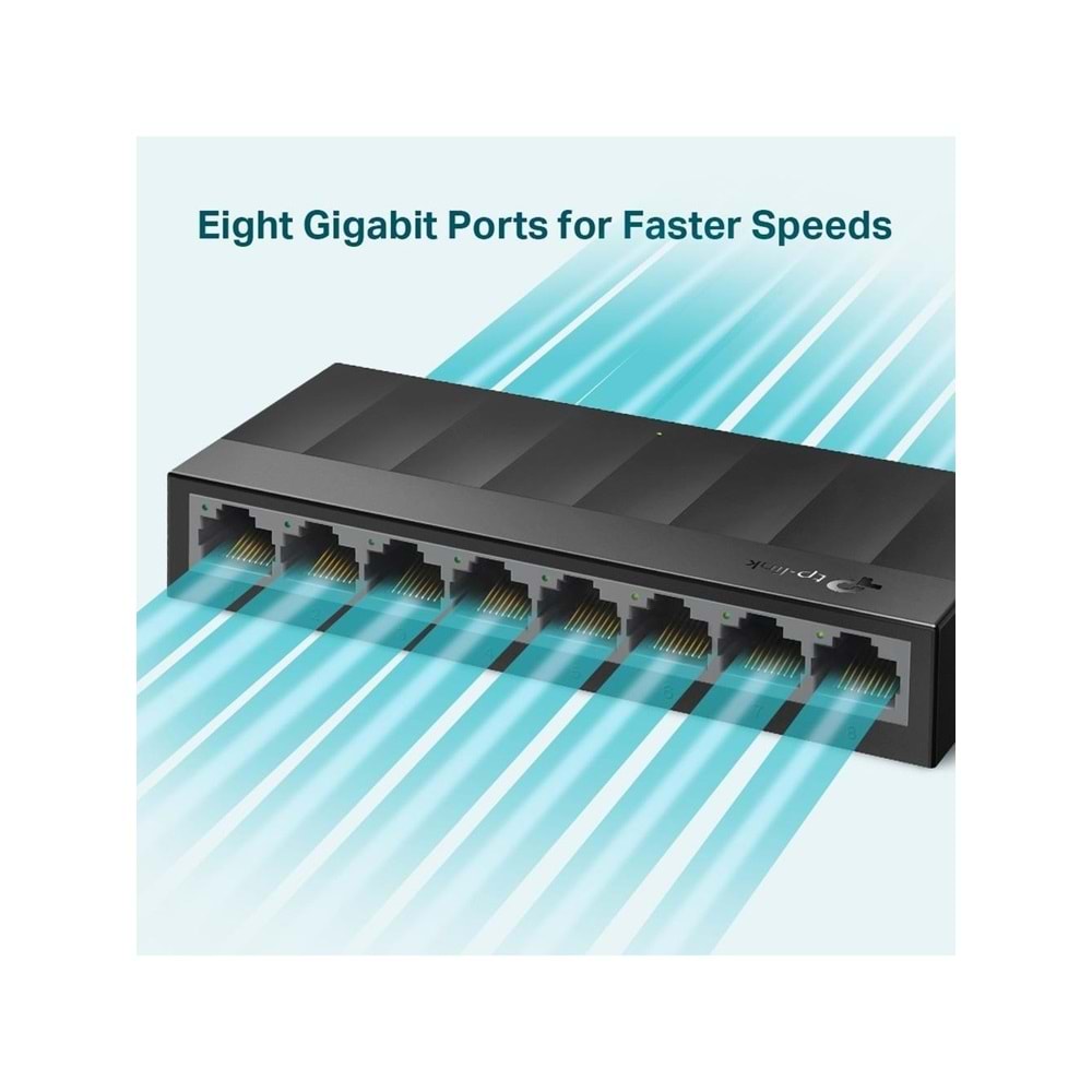 TP-LINK LS1008G, Green Tech, 8 Port GigaBit, Yönetilemez, Masaüstü Switch
