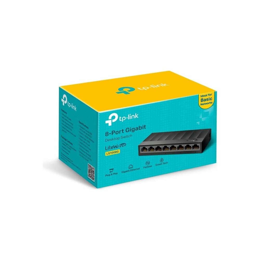 TP-LINK LS1008G, Green Tech, 8 Port GigaBit, Yönetilemez, Masaüstü Switch