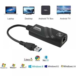 Usb 3.0 To Ethernet Dönüştürücü Çevirici Adaptör Gigabit 2117