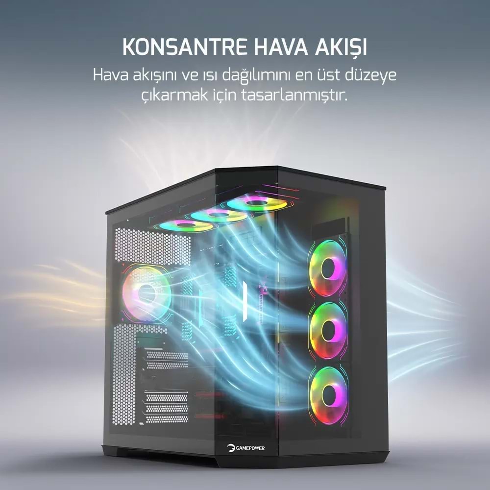 GamePower WarCry Edge 1x Black Fan Type-C Gaming Kasa