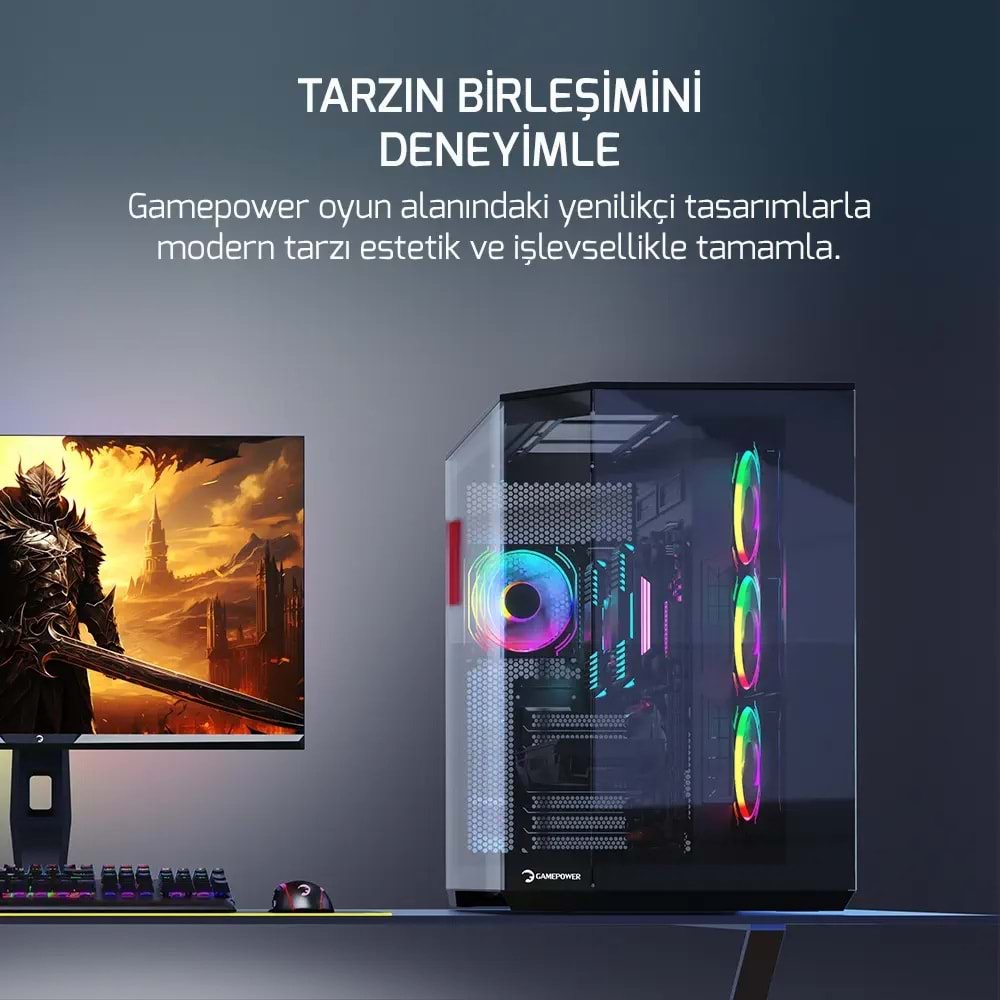 GamePower WarCry Edge 1x Black Fan Type-C Gaming Kasa