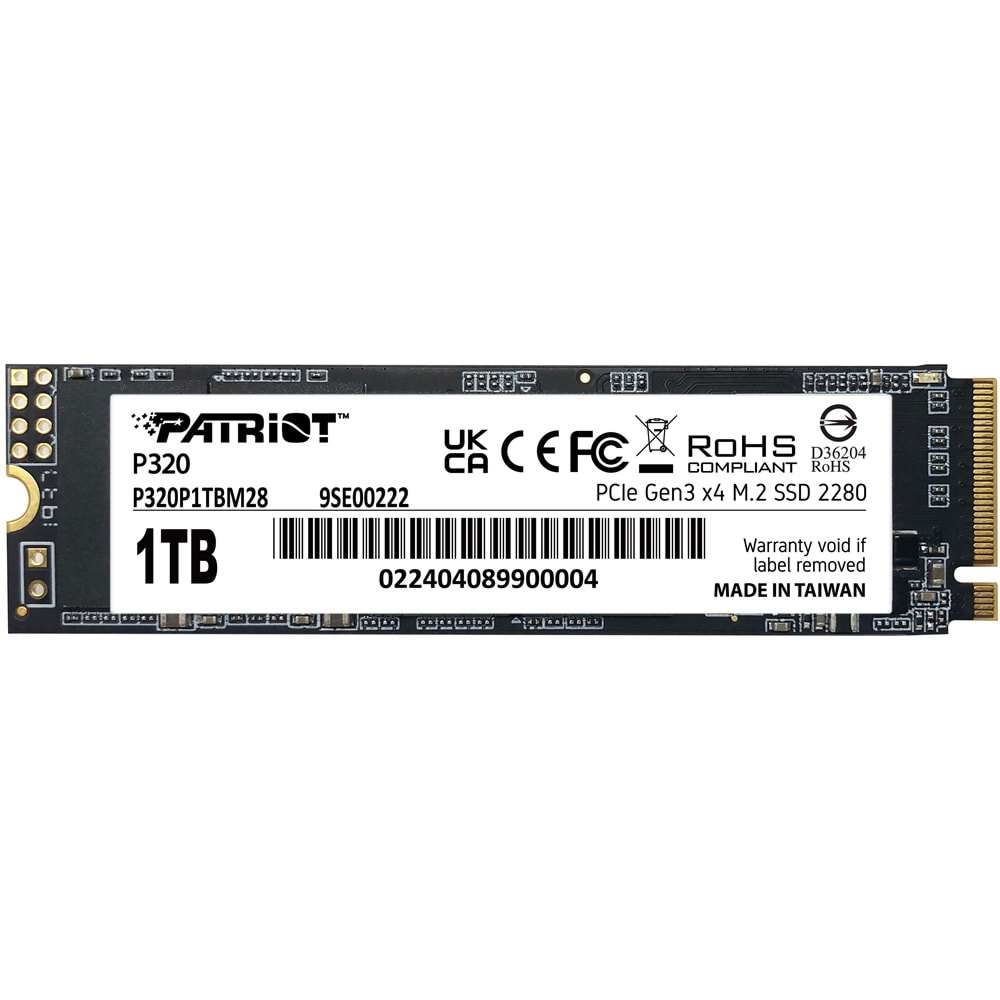 Patriot P320 1TB 3000/2200MB/s NVMe M.2 SSD Disk (P320P1TBM28)