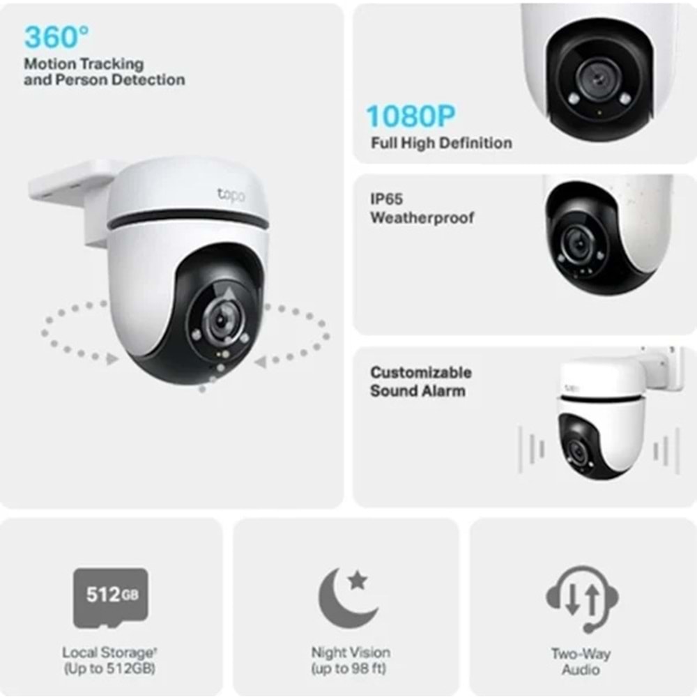 TP-Link Tapo C500 Yatay - Dikey Wi-Fi Dış Mekan Güvenlik Kamerası