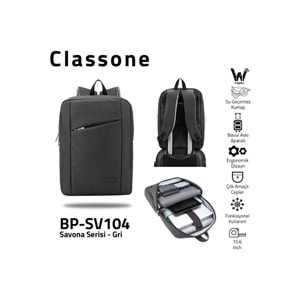 Classone BP-SV104 Savona Serisi WTXpro Su Geçirmez Kumaş 15.6