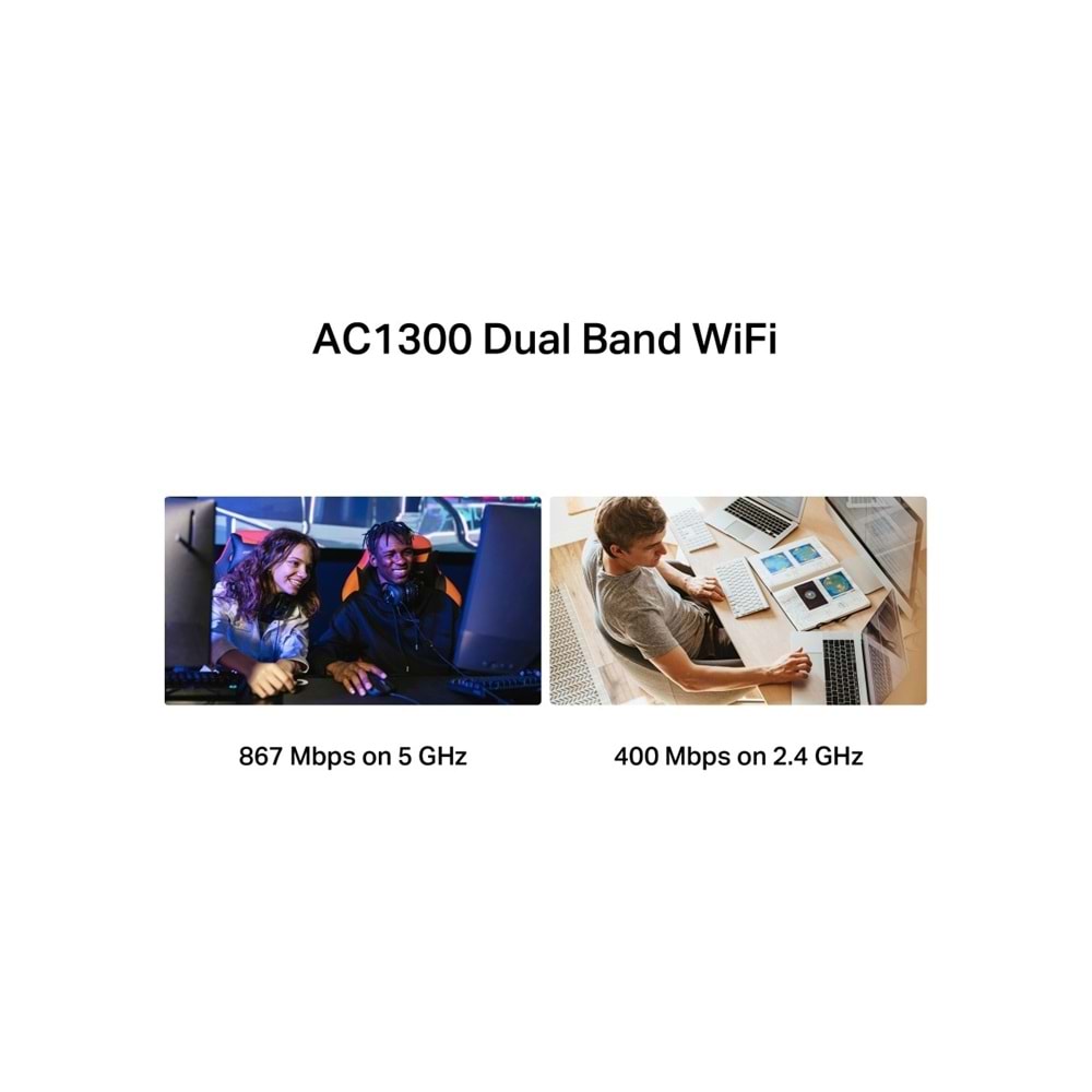 Mercusys MA30H, AC1300 Mbps, Çift Bant, USB 3.0, Yüksek Çekim Güçlü Wi-Fi 5 USB Adaptör
