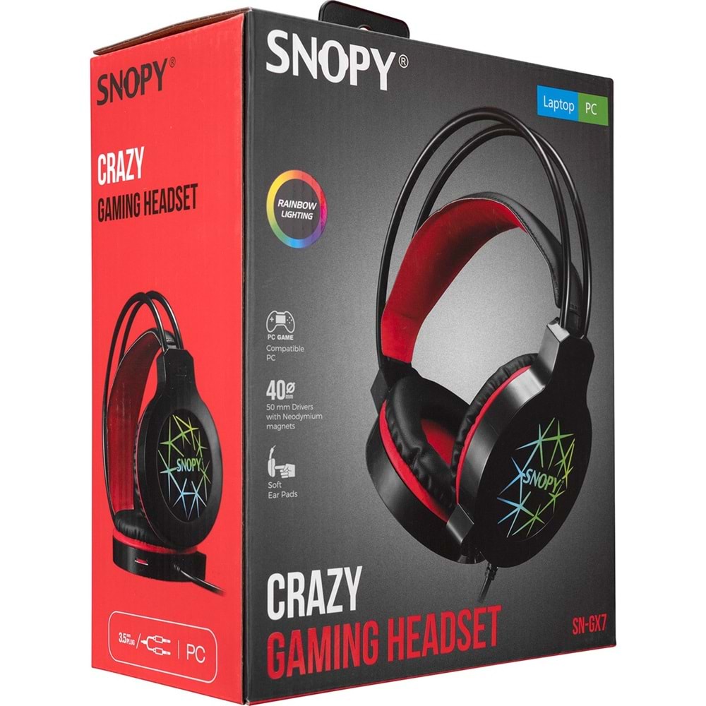 Snopy SN-GX7 CRAZY Siyah USB Ledli Mikrofonlu Oyuncu Kulaklığı