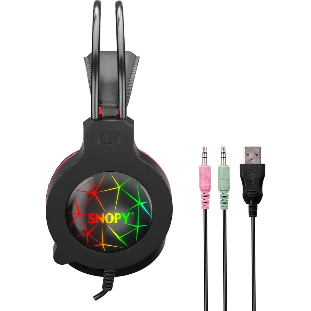 Snopy SN-GX7 CRAZY Siyah USB Ledli Mikrofonlu Oyuncu Kulaklığı