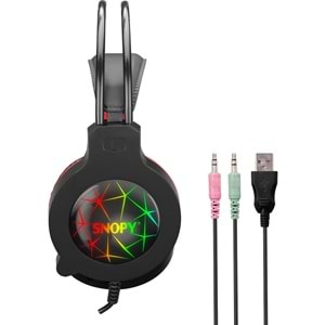 Snopy SN-GX7 CRAZY Siyah USB Ledli Mikrofonlu Oyuncu Kulaklığı