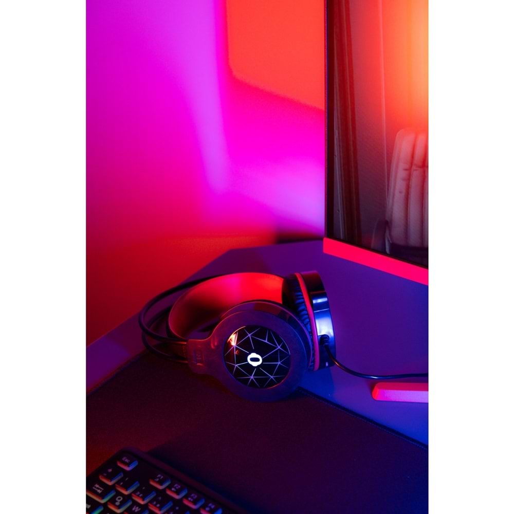 Snopy SN-GX7 CRAZY Siyah USB Ledli Mikrofonlu Oyuncu Kulaklığı