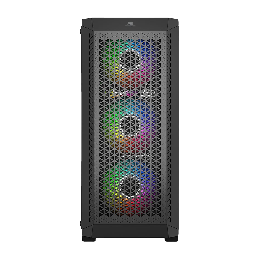 PowerBoost PB-PS5847B 600W USB 3.0 Tempered Glass Mesh RGB Fanlı ATX Mid Tower Gaming Kasa