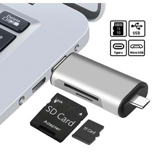 Type C Usb Kart Okuyucu Micro Sd Card Reader Çevirici Dönüştürücü Adaptör 4858