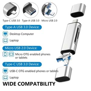 Type C Usb Kart Okuyucu Micro Sd Card Reader Çevirici Dönüştürücü Adaptör 4858