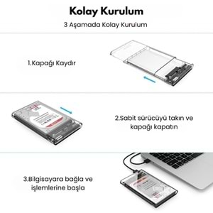 2.5” HDD/SSD USB 3.0 to SATA Dönüştürücü Harici Şeffaf Taşınabilir Kutusu 4266K