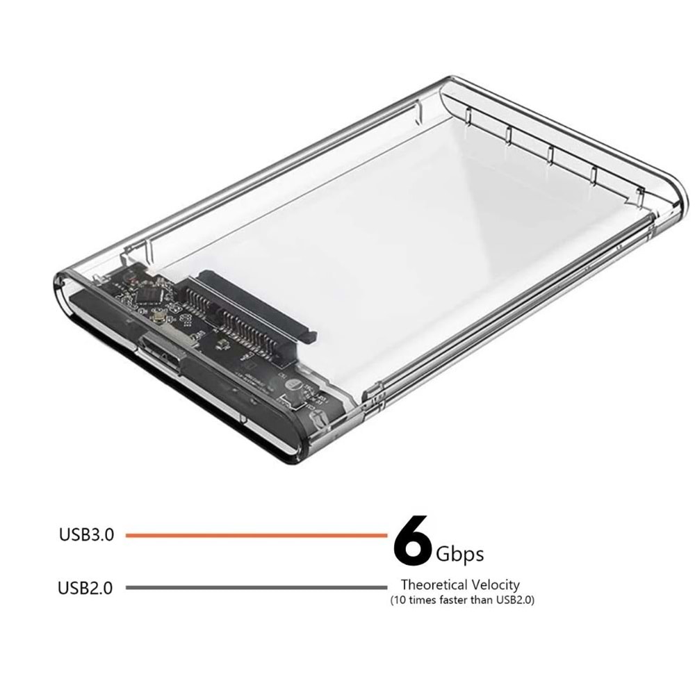 2.5” HDD/SSD USB 3.0 to SATA Dönüştürücü Harici Şeffaf Taşınabilir Kutusu 4266K