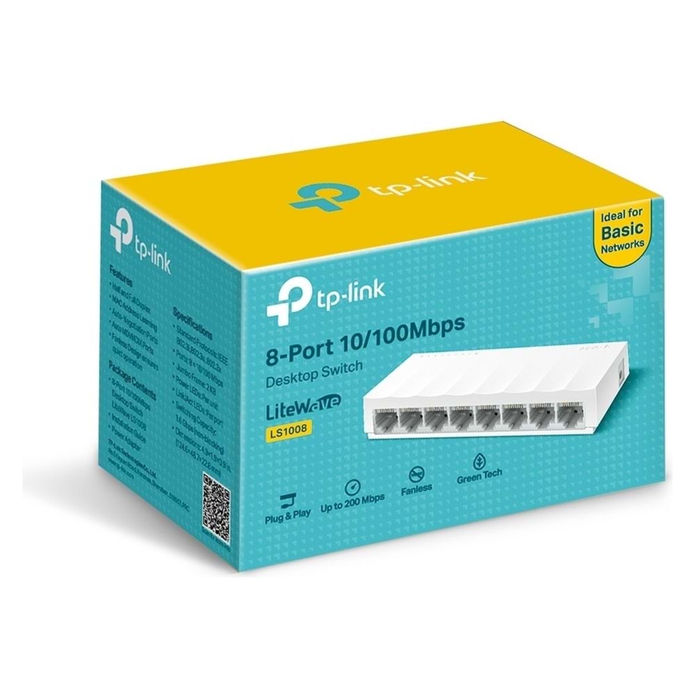TP-LINK LS1008. 8-Port 10/100Mbps Masaüstü Switch