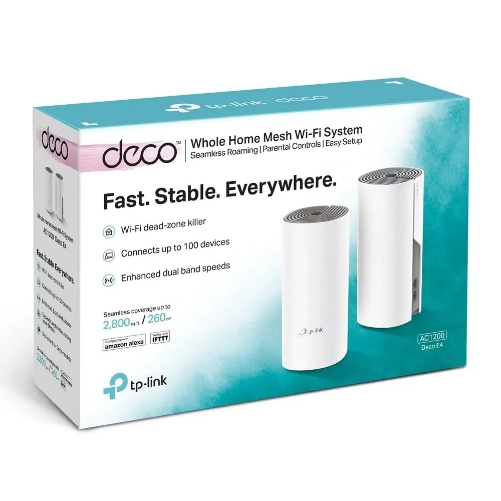 TP-Link Deco E4 AC1200 Tüm Evi Kapsayan Mesh 2'li WiFi Sistemi