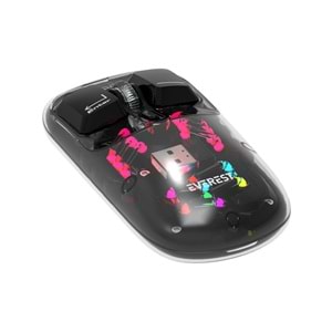 Everest SM-BT89 Opal Şarj Edilebilir Sessiz Siyah Transparan Rgb 2in1 2bt ve 2.4ghz Kablosuz Mouse