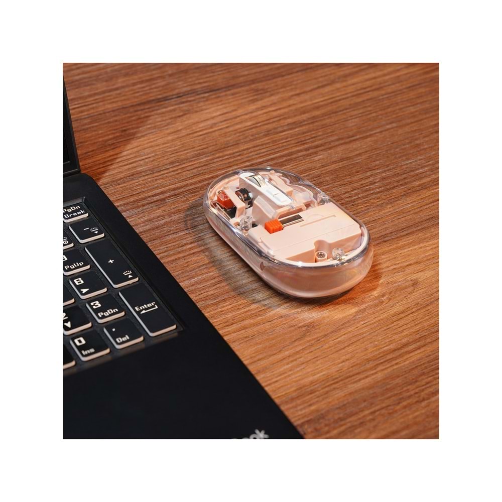 Everest SM-BT29 Glassy Turuncu Transparan Şeffaf 2in1 Bluetooth ve 2.4ghz Kablosuz Mouse