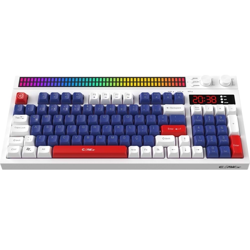 Claw's Spectrum K1 Fonksiyonel Çift LCD Ekran & Çift Rgb - Ses Kontrolcülü Membran 94 Tuşlu Spectrum Rgb Modlu Gaming Klavye