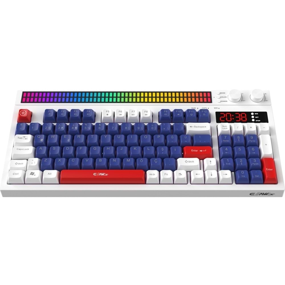 Claw's Spectrum K1 Fonksiyonel Çift LCD Ekran & Çift Rgb - Ses Kontrolcülü Membran 94 Tuşlu Spectrum Rgb Modlu Gaming Klavye