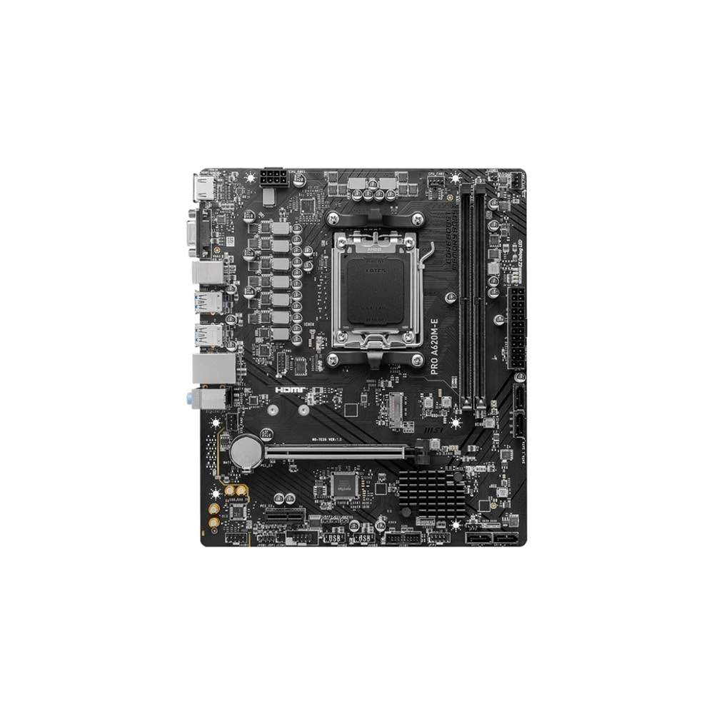 MSI MB PRO A620M-E AM5 DDR5 6000MHZ(OC) HDMI VGA 1X M.2 USB3.2 GIGABIT LAN