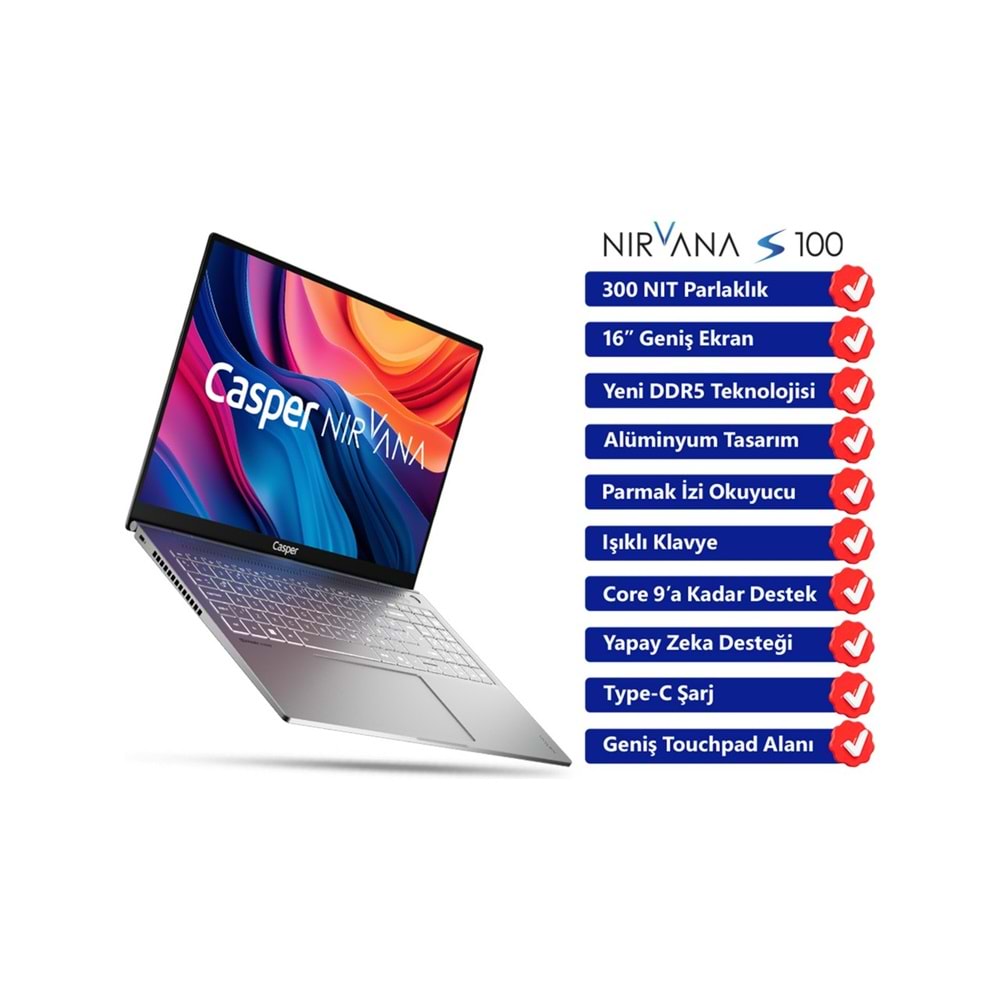 Casper Nirvana S100 Intel Core i7 13620H 16GB 1TB SSD Freedos 16