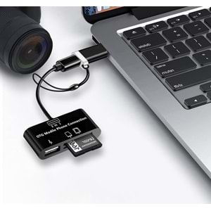 Type-C Micro Usb 3in1 Sd Micrsd Kart Okuyucu Otg Çevirici Kablosu 5256