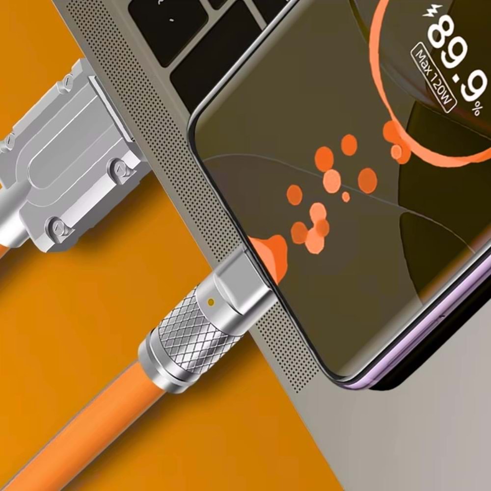 Usb To Type C Hızlı Şarj Data Kablosu Çevirici Dönüştürücü Adaptör 180° Döner 120W 1M 6015