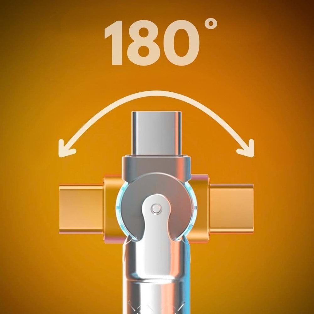Usb To Type C Hızlı Şarj Data Kablosu Çevirici Dönüştürücü Adaptör 180° Döner 120W 1M 6015