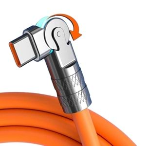 Usb To Type C Hızlı Şarj Data Kablosu Çevirici Dönüştürücü Adaptör 180° Döner 120W 1M 6015