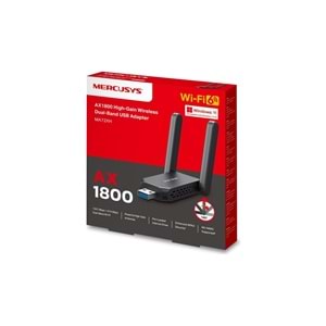 Mercusys MA72XH | USB Wi-Fi Adaptör | AX1800 Mbps Hız | Çift Bant | Yüksek Çekim Güçlü Antenler | USB 3.0 | Wpa3 | Mu-Mımo