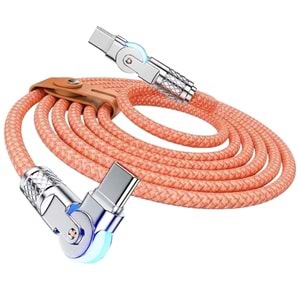 Type C To Hızlı Şarj Data Kablosu 1 M Çevirici Dönüştürücü Adaptör 180° Döner 120W 1M 6017