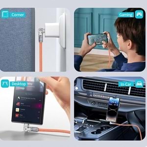 Type C To Hızlı Şarj Data Kablosu 1 M Çevirici Dönüştürücü Adaptör 180° Döner 120W 1M 6017