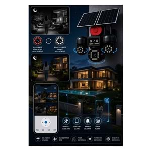 AVENİR AV-S446 4 Kameralı Sirenli 3 Motorlu+ 1 Sabit 8mp E Sim 4g Sim Kartlı Ptz Kamera