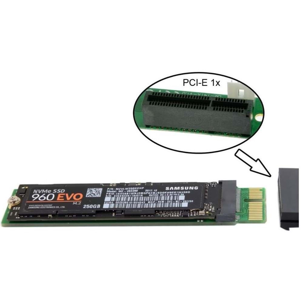 Ngff M Key Nvme Ahci Ssd To Pci-e 3.0 1x 960 Evo Kart Çevirici Dönüştürücü Adaptör 4396