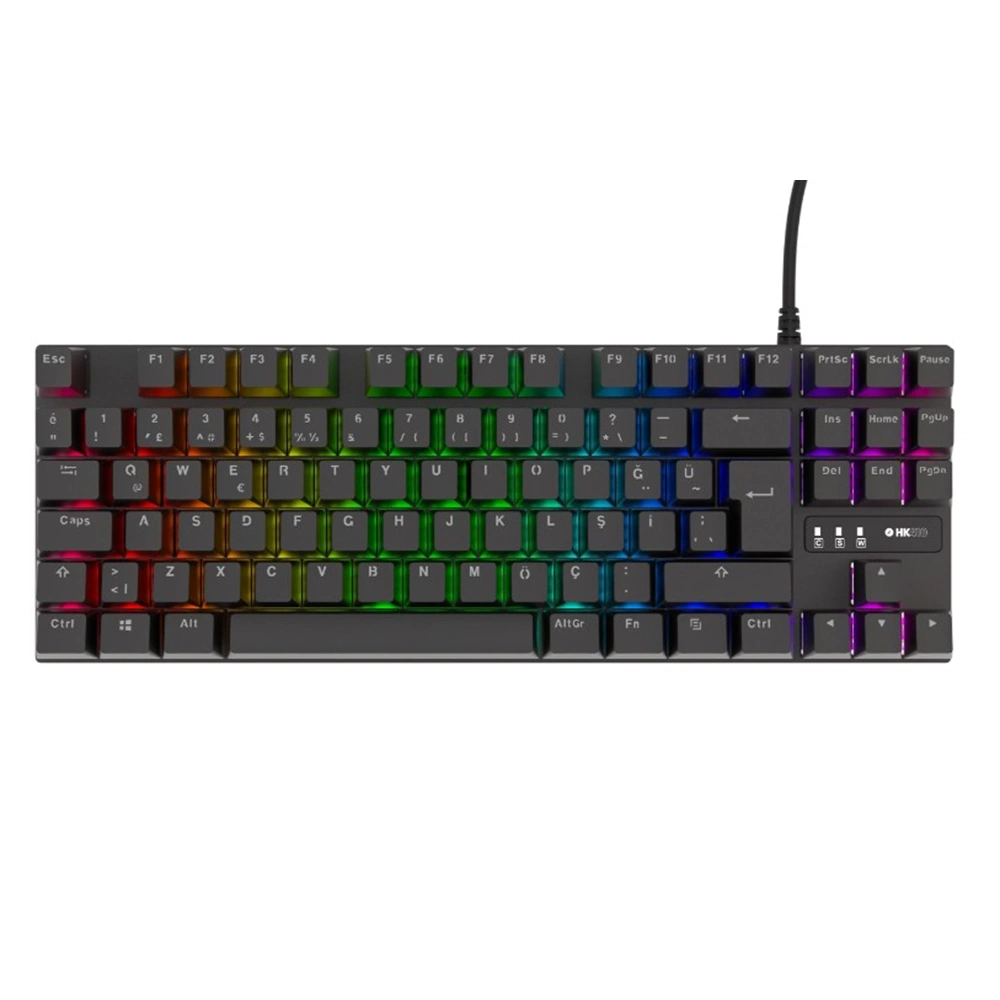 Hawk HK410 Mekanik Mavi Switch 19 Mod RGB Kablolu Siyah TKL Türkçe Gaming Oyuncu Klavye
