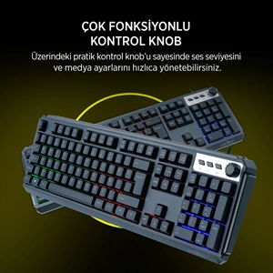 James Donkey JDK104 Rainbow Membran Türkçe Q Gaming 104 Tuş Siyah Klavye