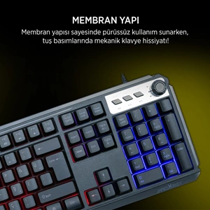 James Donkey JDK104 Rainbow Membran Türkçe Q Gaming 104 Tuş Siyah Klavye