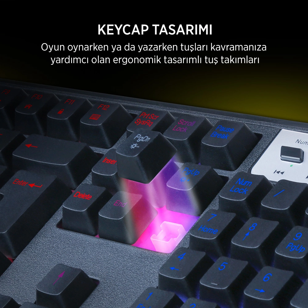 James Donkey JDK104 Rainbow Membran Türkçe Q Gaming 104 Tuş Siyah Klavye