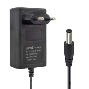 Weko 12 Volt 2 Amper 24 Watt Plastik Kasa Priz Tipi Adaptör (5.5x2.5 Uçlu)