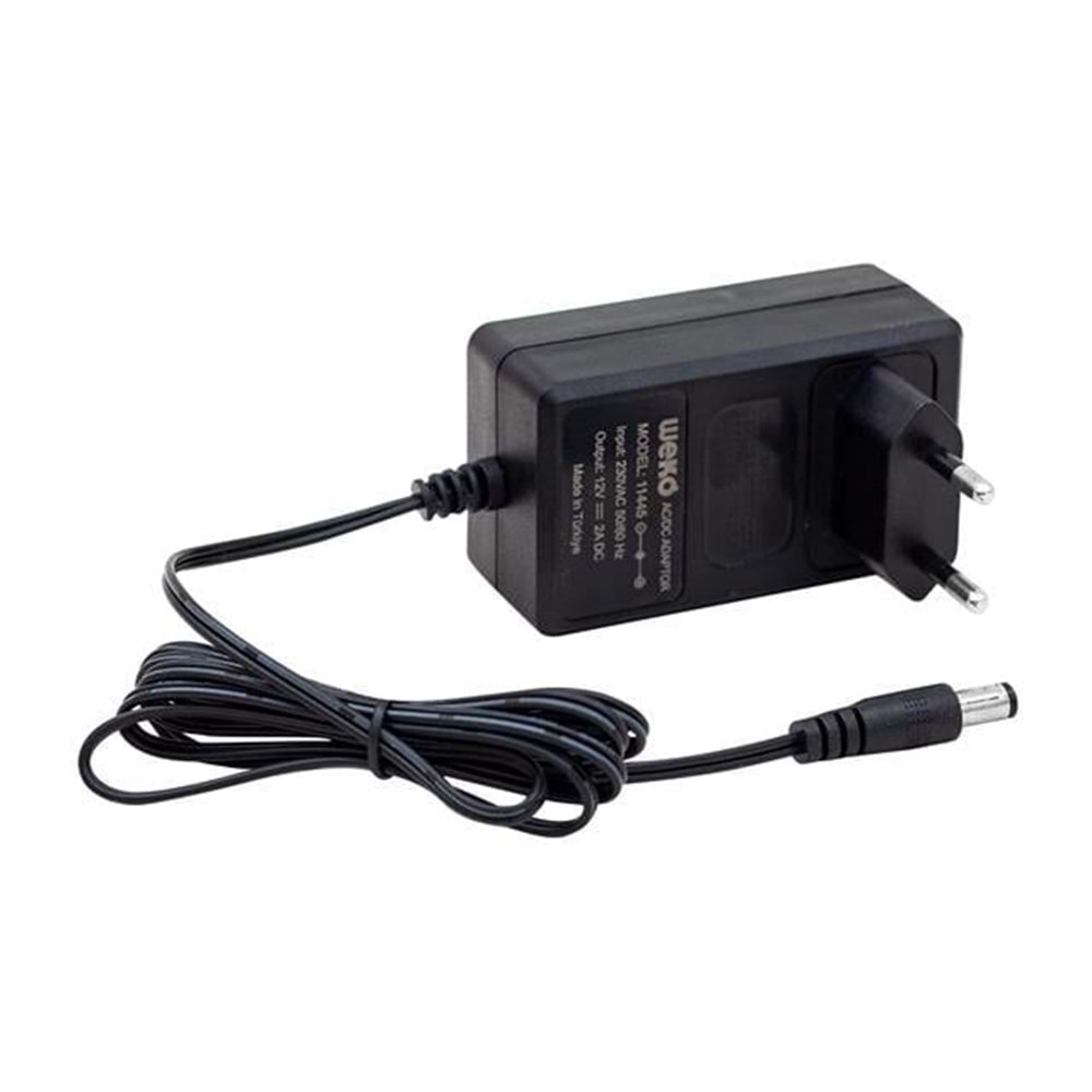 Weko 12 Volt 2 Amper 24 Watt Plastik Kasa Priz Tipi Adaptör (5.5x2.5 Uçlu)