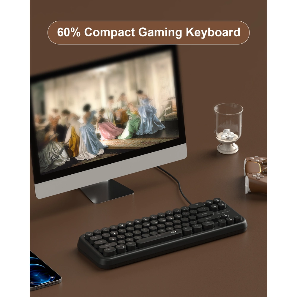 MageGee TS91 Round 61 Tuş RGB Kablolu Membran Türkçe Q Siyah Gaming Klavye