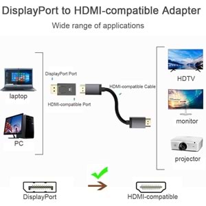 4K Destekli Displayport Hdmi Çevirici Dönüştürücü Adaptör 4946