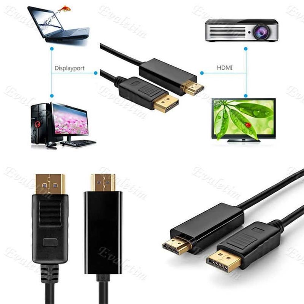 Displayport To Hdmi Çevirici Dönüştürücü Adaptor Kablosu 5 Metre 5108
