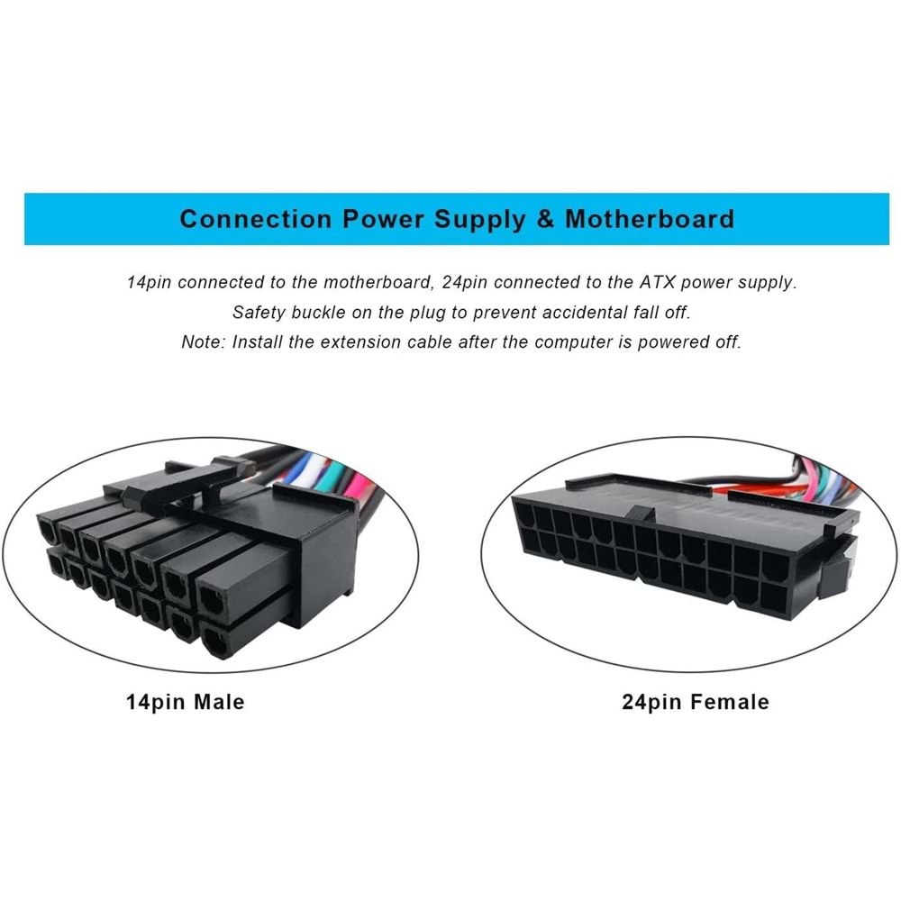 Psu Power Supply 14 Pin To 24 Pin Atx Çevirici Dönüştürücü Adaptör Kablosu 4981