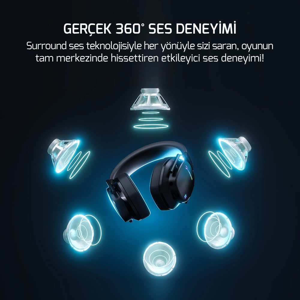 GamePower Kai Titanium Ultra Wireless 360° Surround Hi-Fi Rainbow Gaming (Oyuncu) Kulaklık