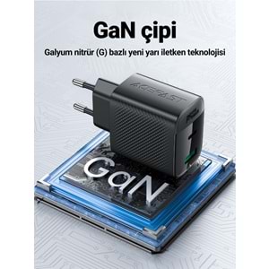 Acefast 45W PD USB-C + USB-A 2 Port Hızlı Şarj Aleti Isı Düşüren GaN Destekli Akım Korumalı Güç Adaptörü iPhone & Android & iPad